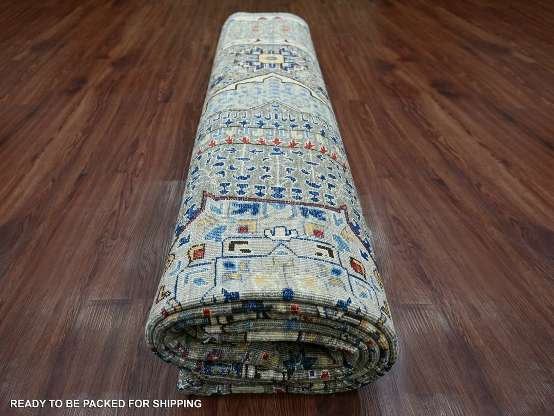 10'0" x 13'9" New Hand Knotted Grey Wool Rectangle Oriental Rug - MOA10222114
