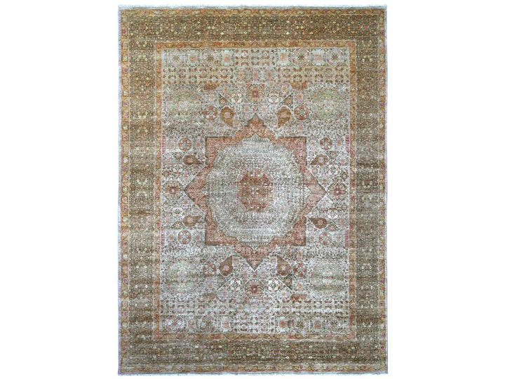9'9" x 13'4" New Hand Knotted Grey Wool Rectangle Oriental Rug - MOA10222115