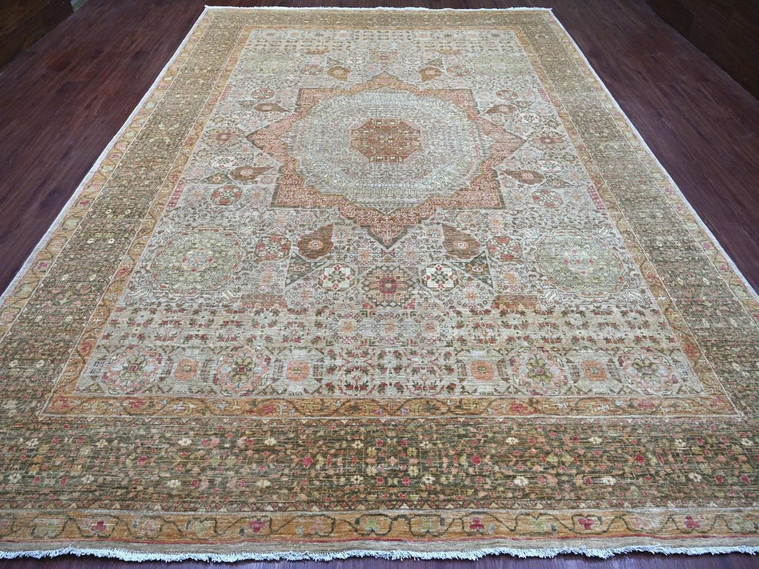 9'9" x 13'4" New Hand Knotted Grey Wool Rectangle Oriental Rug - MOA10222115