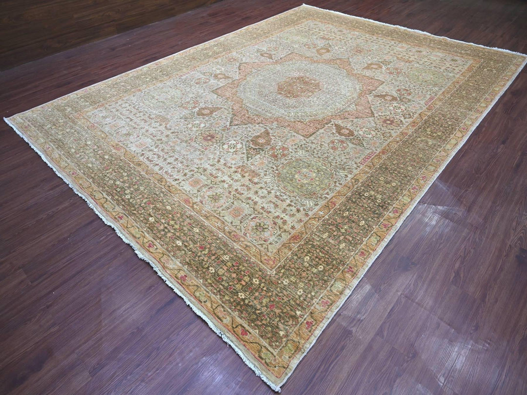 9'9" x 13'4" New Hand Knotted Grey Wool Rectangle Oriental Rug - MOA10222115