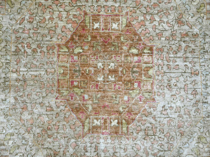 9'9" x 13'4" New Hand Knotted Grey Wool Rectangle Oriental Rug - MOA10222115