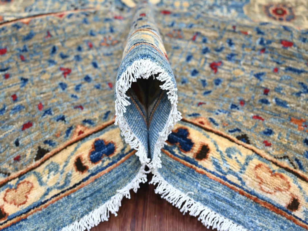 8'10" x 12'2" New Hand Knotted Blue Wool Rectangle Oriental Rug - MOA10222116