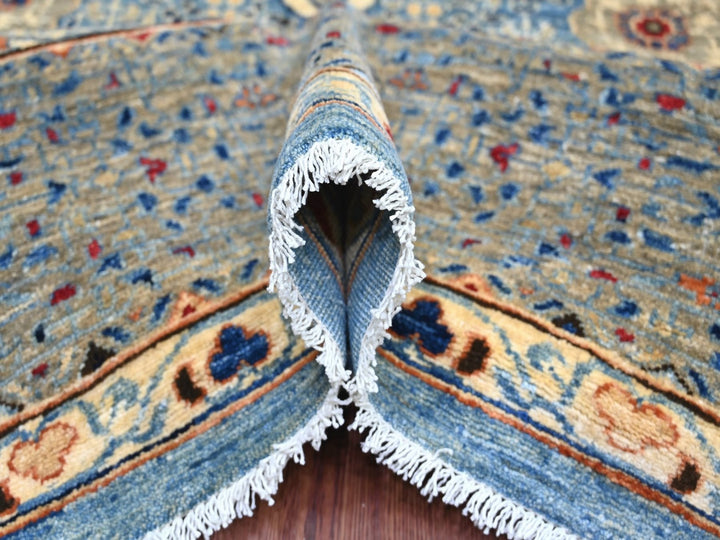 8'10" x 12'2" New Hand Knotted Blue Wool Rectangle Oriental Rug - MOA10222116