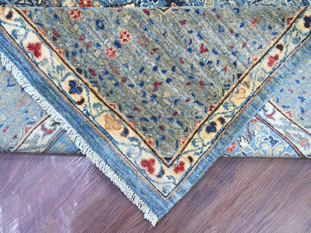 8'10" x 12'2" New Hand Knotted Blue Wool Rectangle Oriental Rug - MOA10222116