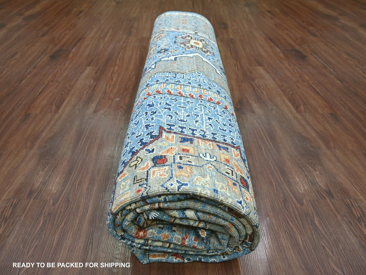 8'10" x 12'2" New Hand Knotted Blue Wool Rectangle Oriental Rug - MOA10222116
