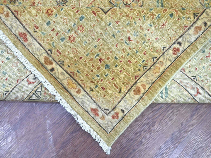 8'11" x 11'9" New Hand Knotted Green Wool Rectangle Oriental Rug - MOA10222117