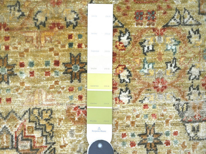 8'11" x 11'9" New Hand Knotted Green Wool Rectangle Oriental Rug - MOA10222117