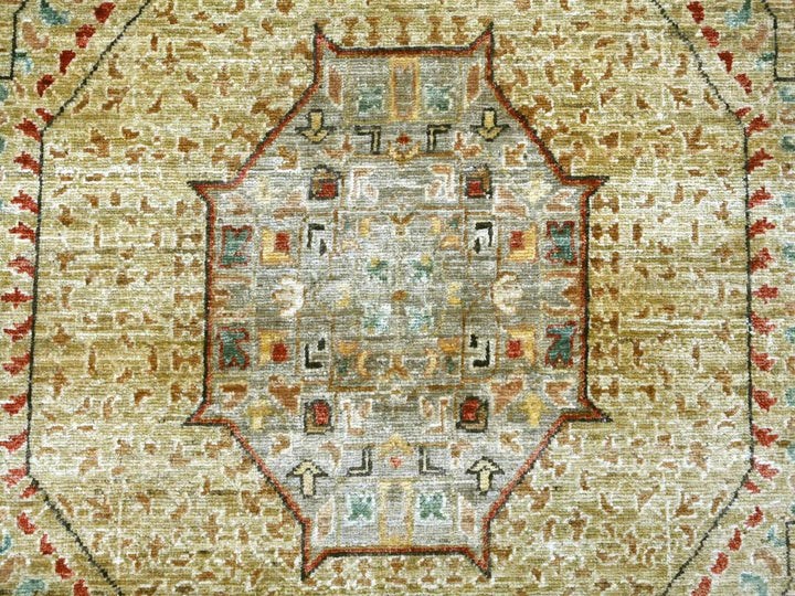 8'11" x 11'9" New Hand Knotted Green Wool Rectangle Oriental Rug - MOA10222117