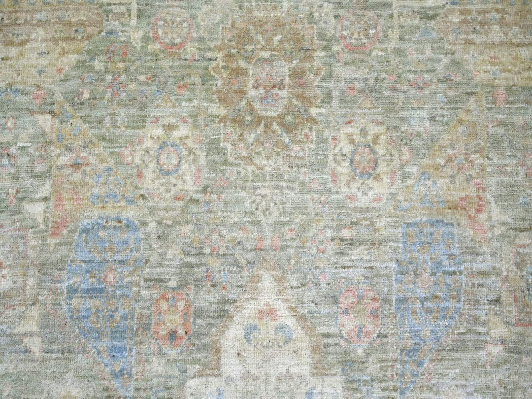 7'9" x 9'11" New Hand Knotted Green Wool Rectangle Oriental Rug - MOA10222118
