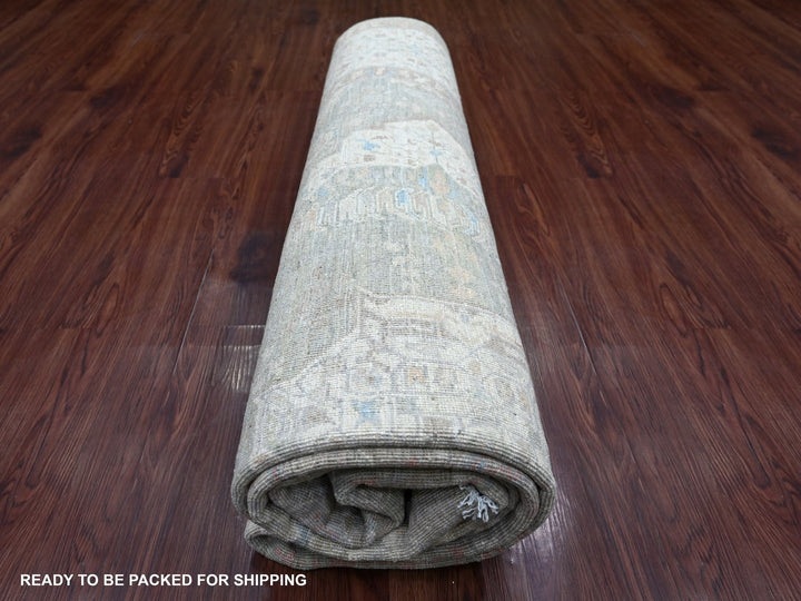 7'9" x 9'11" New Hand Knotted Green Wool Rectangle Oriental Rug - MOA10222118