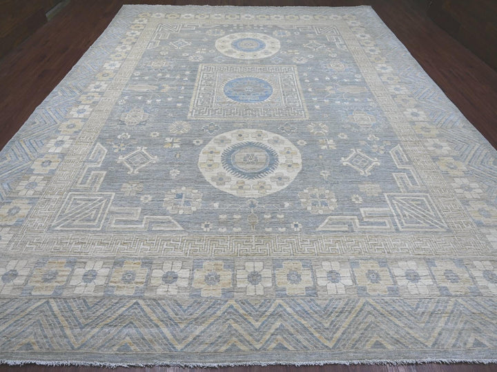 11'6" x 14'4" New Hand Knotted Grey Wool Rectangle Oriental Rug - MOA10222119