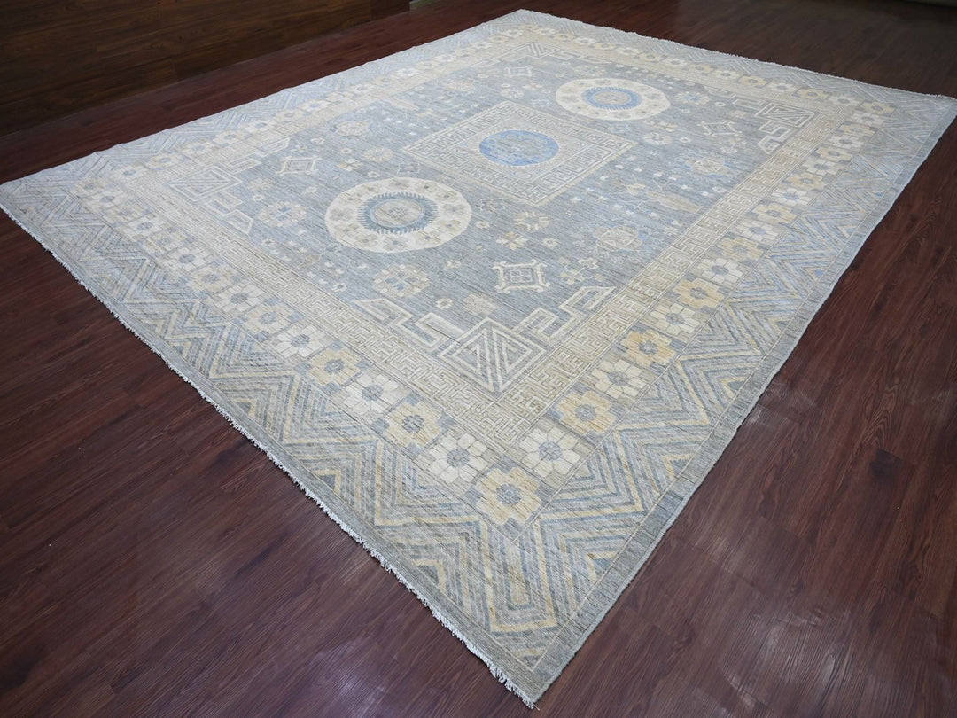 11'6" x 14'4" New Hand Knotted Grey Wool Rectangle Oriental Rug - MOA10222119