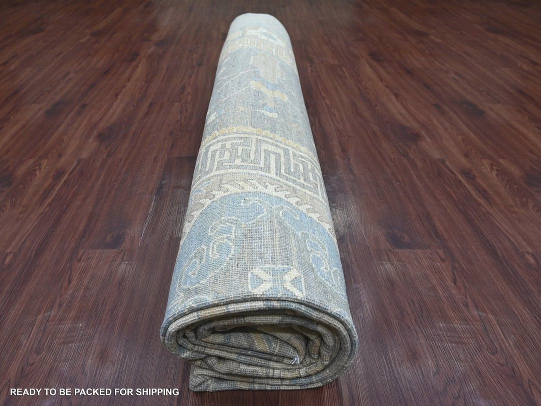 11'6" x 14'4" New Hand Knotted Grey Wool Rectangle Oriental Rug - MOA10222119