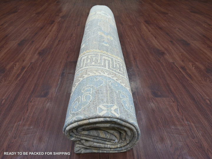 11'6" x 14'4" New Hand Knotted Grey Wool Rectangle Oriental Rug - MOA10222119