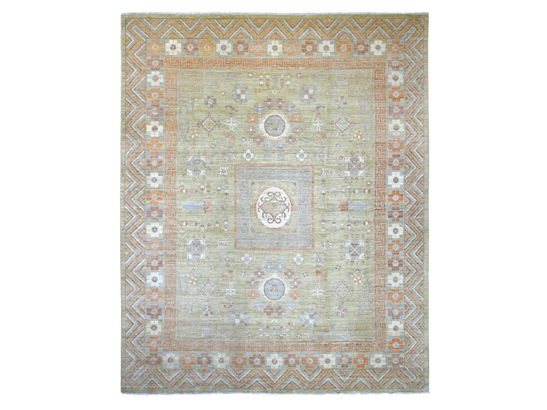 11'10" x 14'6" New Hand Knotted Green Wool Rectangle Oriental Rug - MOA10222120