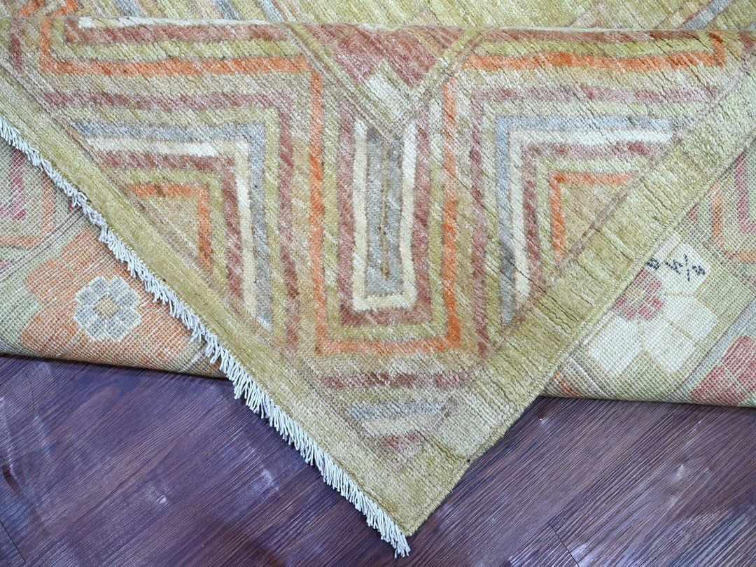 11'10" x 14'6" New Hand Knotted Green Wool Rectangle Oriental Rug - MOA10222120
