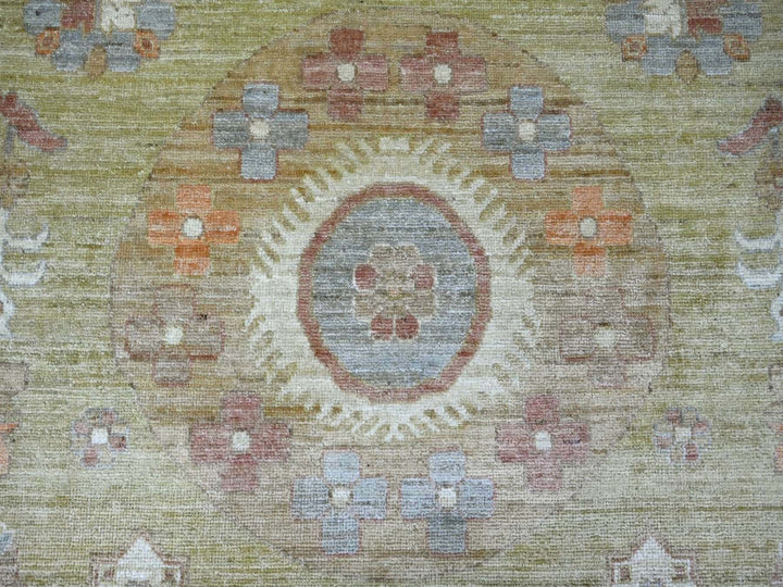 11'10" x 14'6" New Hand Knotted Green Wool Rectangle Oriental Rug - MOA10222120
