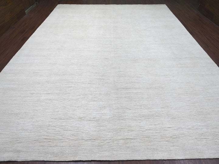 11'5" x 14'4" New Hand Knotted Ivory Wool Rectangle Oriental Rug - MOA10222121