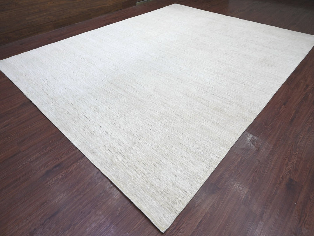 11'5" x 14'4" New Hand Knotted Ivory Wool Rectangle Oriental Rug - MOA10222121