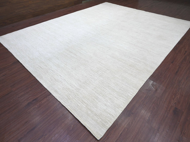 11'5" x 14'4" New Hand Knotted Ivory Wool Rectangle Oriental Rug - MOA10222121