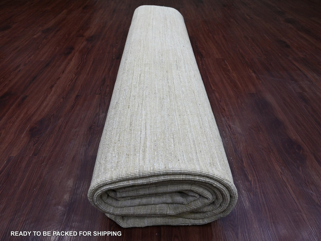 11'5" x 14'4" New Hand Knotted Ivory Wool Rectangle Oriental Rug - MOA10222121