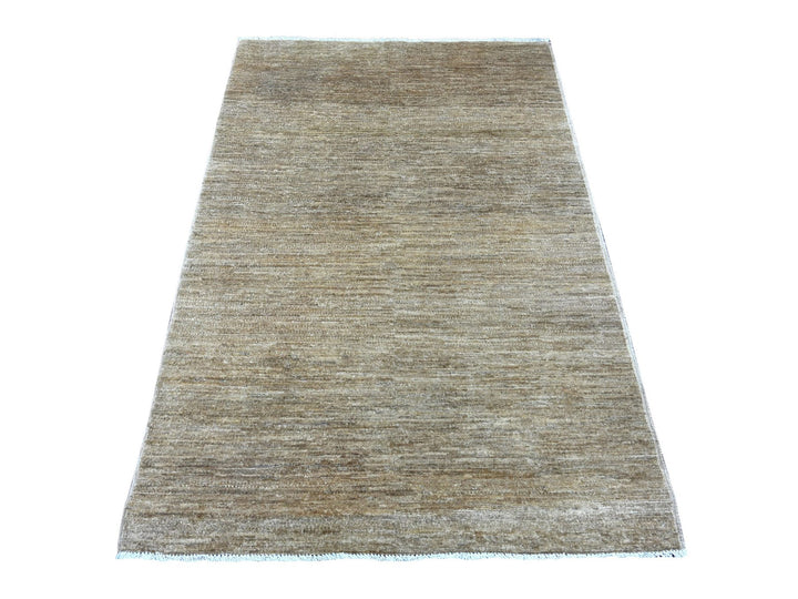 3'11" x 5'8" New Hand Knotted Brown Wool Rectangle Oriental Rug - MOA10222122
