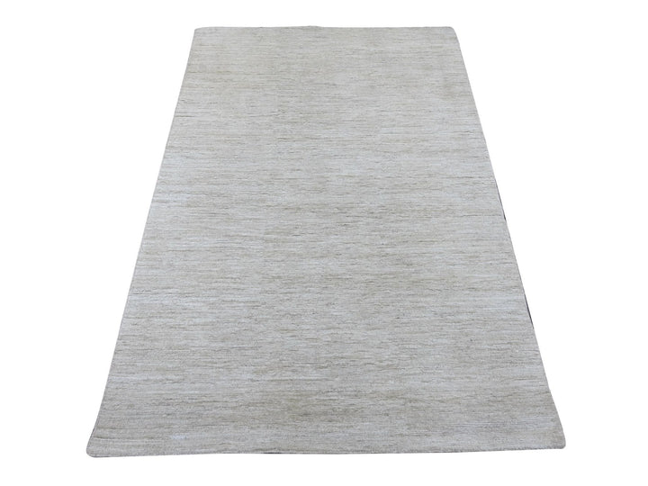 3'11" x 5'10" New Hand Knotted Ivory Wool Rectangle Oriental Rug - MOA10222123