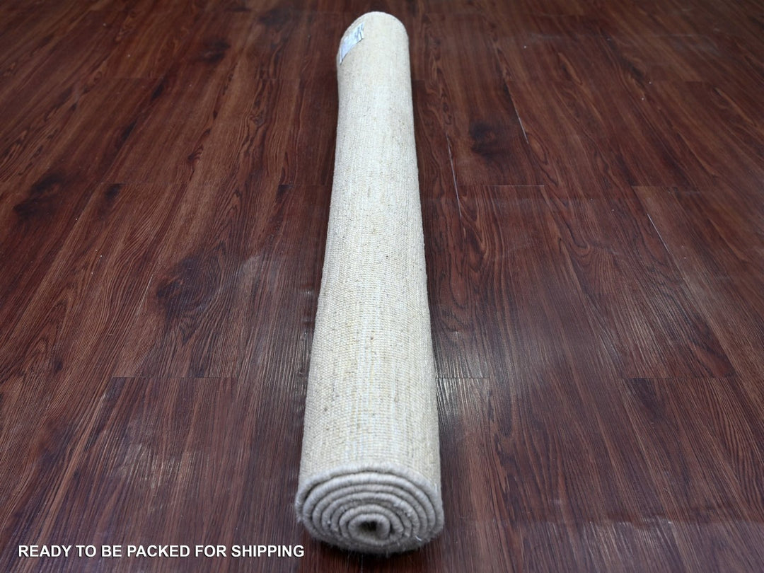 3'11" x 5'10" New Hand Knotted Ivory Wool Rectangle Oriental Rug - MOA10222123