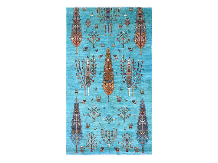 5'8" x 9'9" New Hand Knotted Blue Wool Rectangle Oriental Rug - MOA10222128