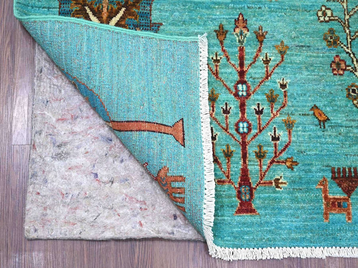 5'8" x 9'9" New Hand Knotted Blue Wool Rectangle Oriental Rug - MOA10222128
