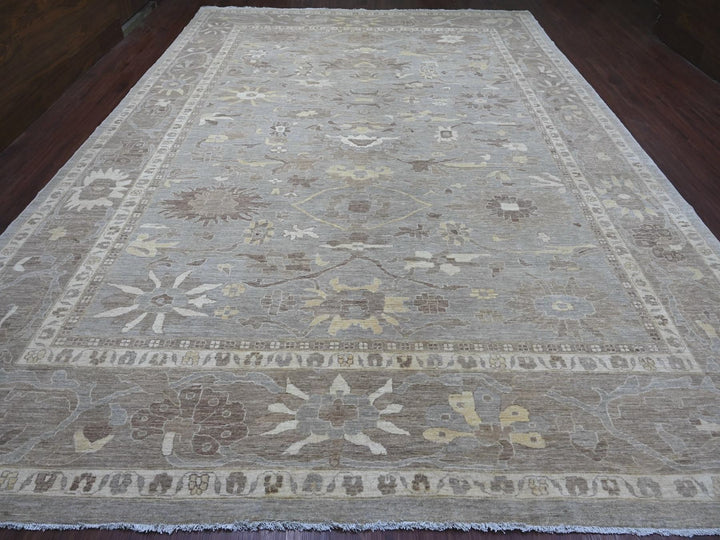 11'5" x 15'8" New Hand Knotted Grey Wool Rectangle Oriental Rug - MOA10222129