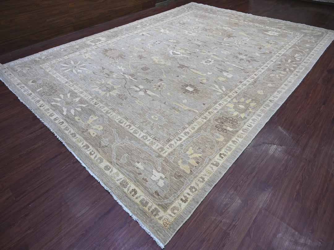 11'5" x 15'8" New Hand Knotted Grey Wool Rectangle Oriental Rug - MOA10222129