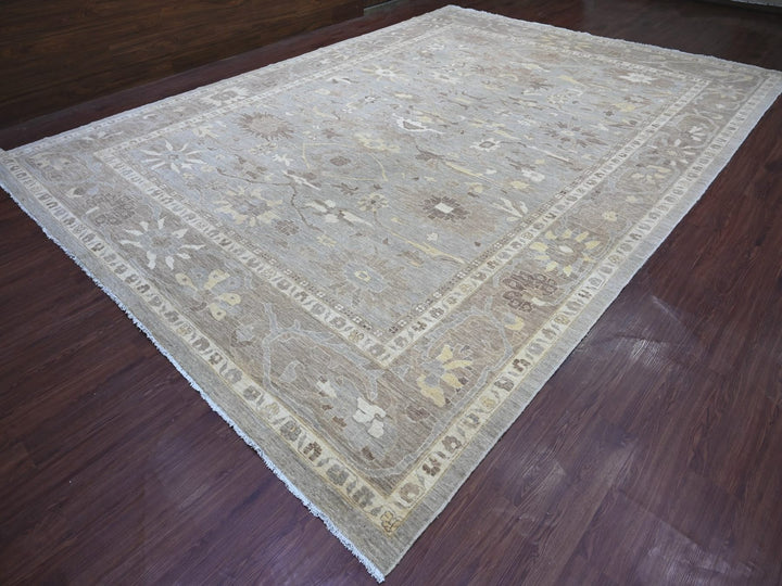 11'5" x 15'8" New Hand Knotted Grey Wool Rectangle Oriental Rug - MOA10222129