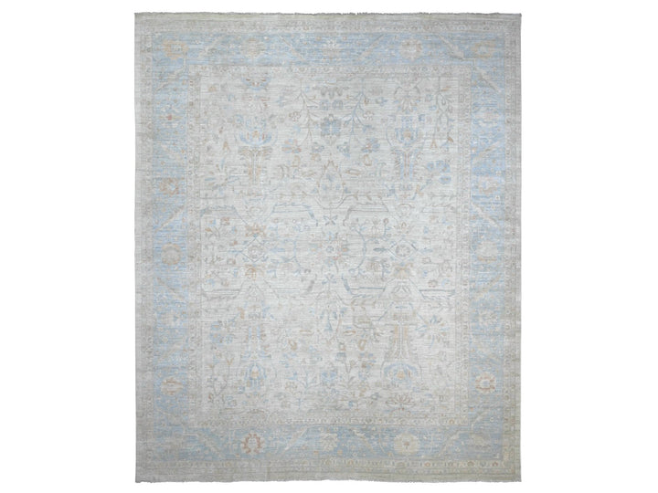 11'9" x 14'0" New Hand Knotted Grey Wool Rectangle Oriental Rug - MOA10222130