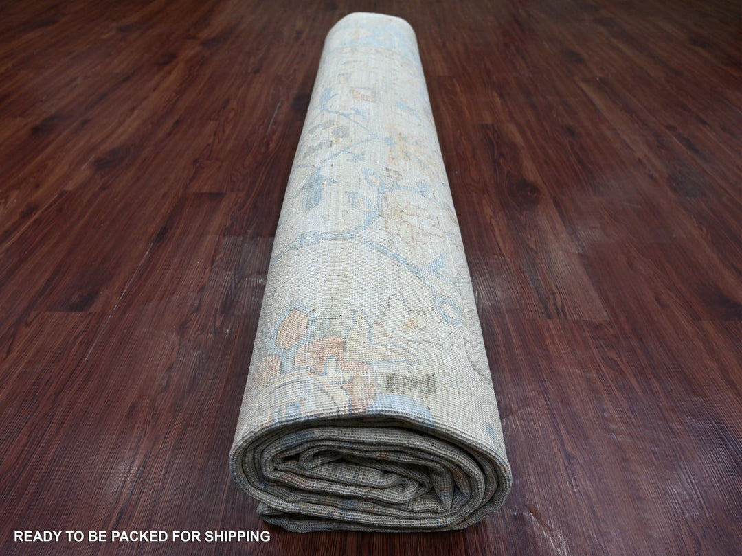 11'9" x 14'0" New Hand Knotted Grey Wool Rectangle Oriental Rug - MOA10222130