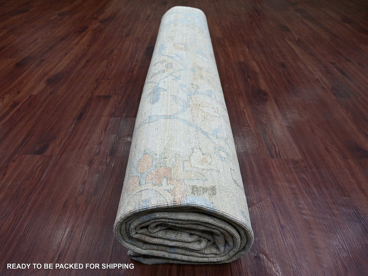 11'9" x 14'0" New Hand Knotted Grey Wool Rectangle Oriental Rug - MOA10222130
