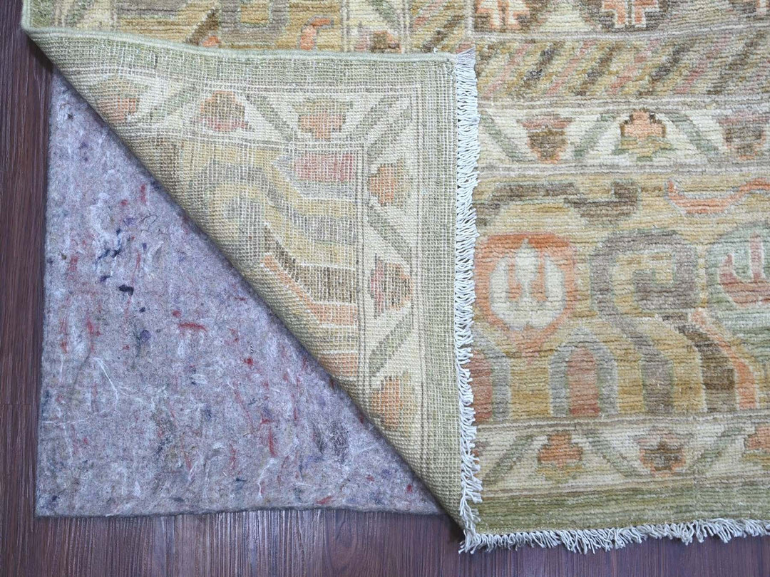11'7" x 15'4" New Hand Knotted Green Wool Rectangle Oriental Rug - MOA10222131