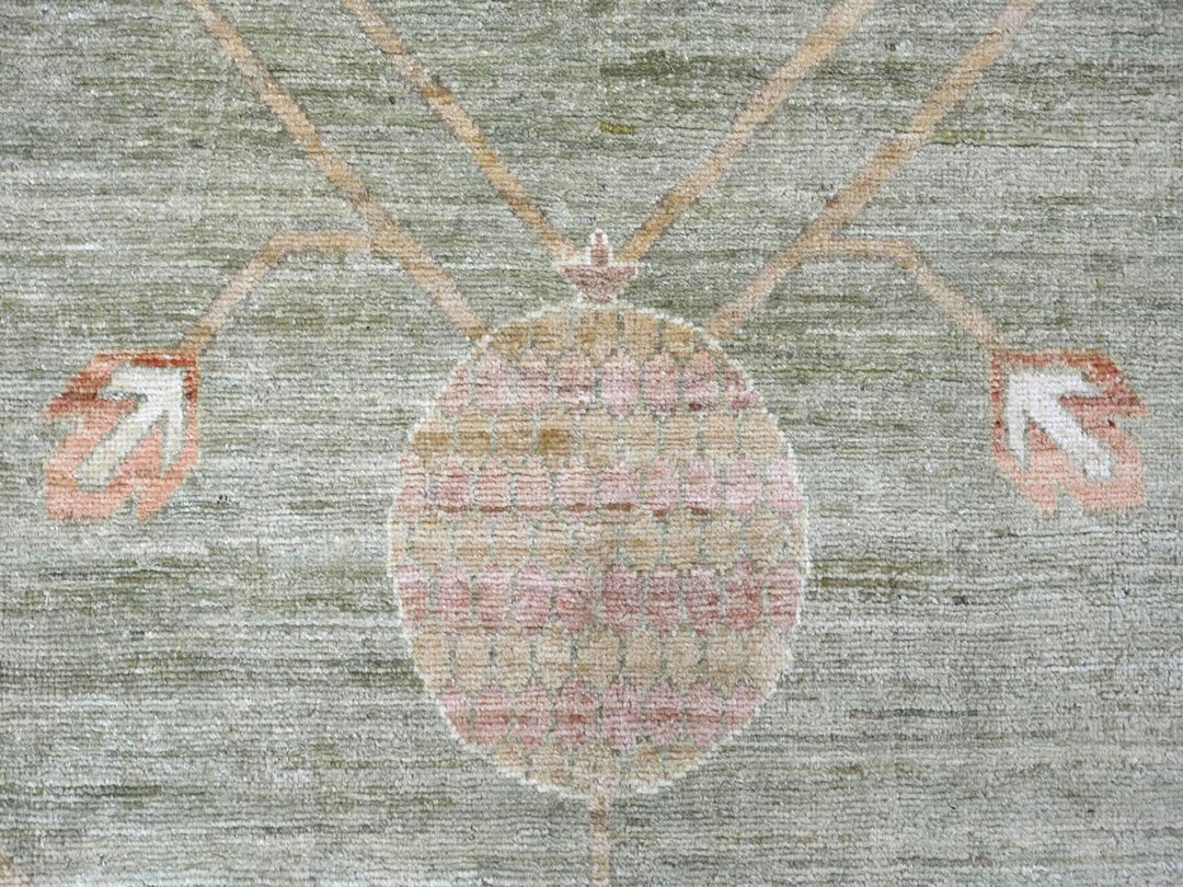 11'7" x 15'4" New Hand Knotted Green Wool Rectangle Oriental Rug - MOA10222131