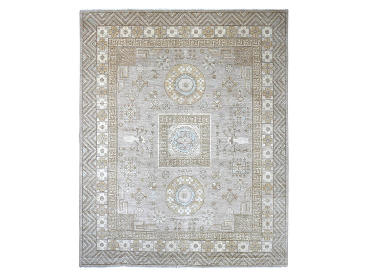 12'1" x 14'6" New Hand Knotted Grey Wool Rectangle Oriental Rug - MOA10222132