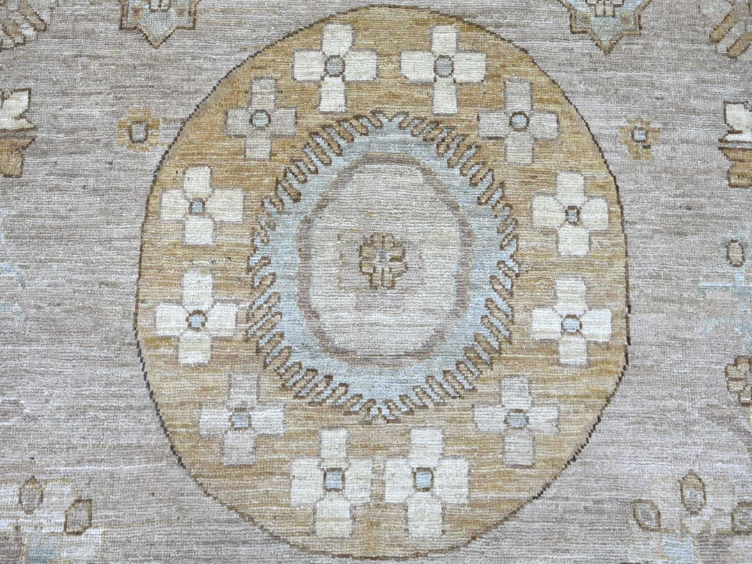 12'1" x 14'6" New Hand Knotted Grey Wool Rectangle Oriental Rug - MOA10222132