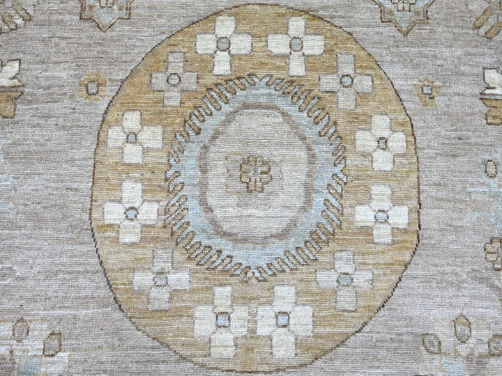 12'1" x 14'6" New Hand Knotted Grey Wool Rectangle Oriental Rug - MOA10222132