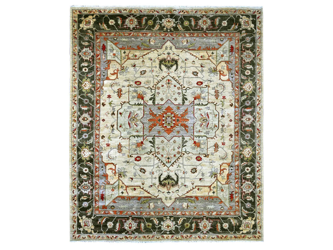 8'3" x 9'10" New Hand Knotted Ivory Wool Rectangle Oriental Rug - MOA10222133