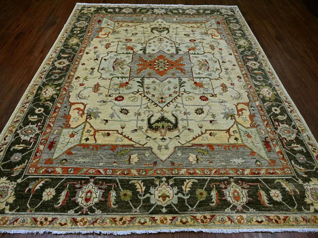 8'3" x 9'10" New Hand Knotted Ivory Wool Rectangle Oriental Rug - MOA10222133