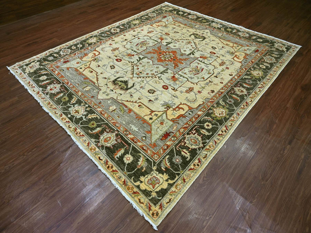 8'3" x 9'10" New Hand Knotted Ivory Wool Rectangle Oriental Rug - MOA10222133