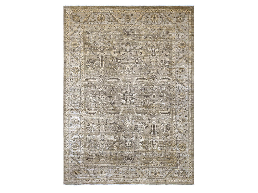 8'11" x 11'11" New Hand Knotted Brown Wool Rectangle Oriental Rug - MOA10222135