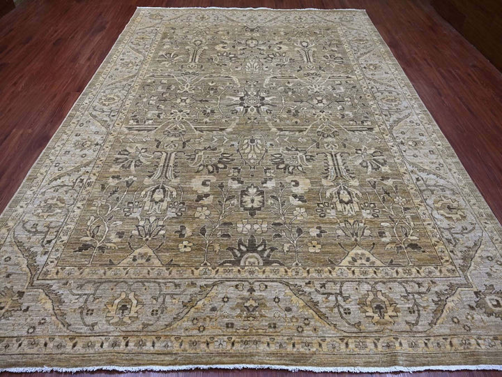8'11" x 11'11" New Hand Knotted Brown Wool Rectangle Oriental Rug - MOA10222135
