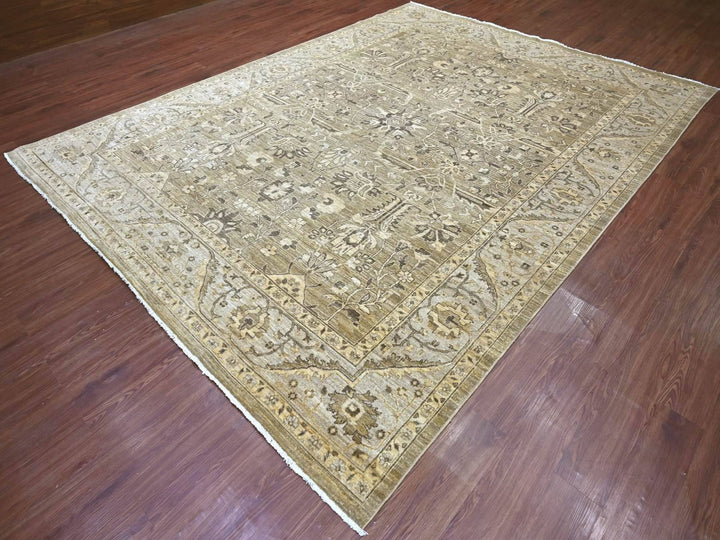 8'11" x 11'11" New Hand Knotted Brown Wool Rectangle Oriental Rug - MOA10222135