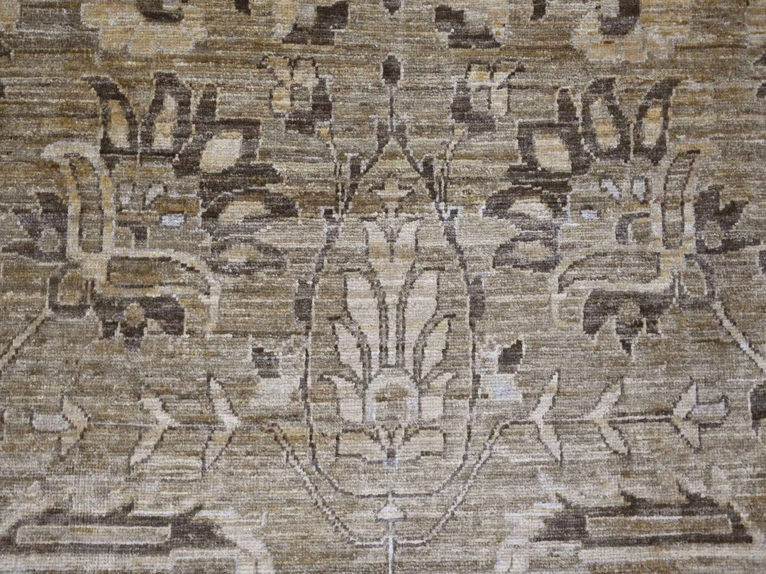 8'11" x 11'11" New Hand Knotted Brown Wool Rectangle Oriental Rug - MOA10222135