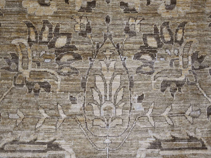 8'11" x 11'11" New Hand Knotted Brown Wool Rectangle Oriental Rug - MOA10222135