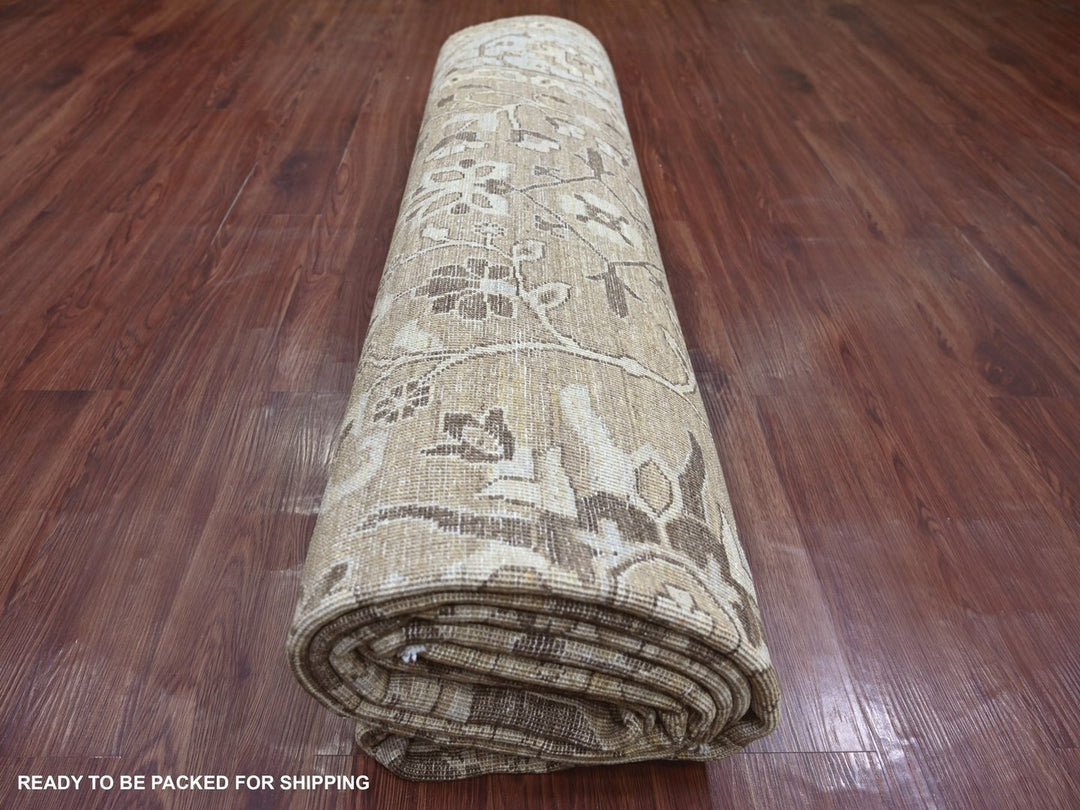 8'11" x 11'11" New Hand Knotted Brown Wool Rectangle Oriental Rug - MOA10222135